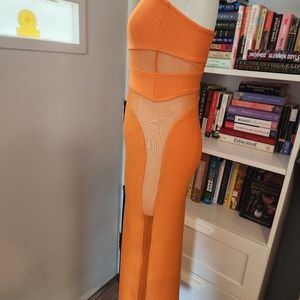 Fashion Nova Strapless Orange Dress NWOT